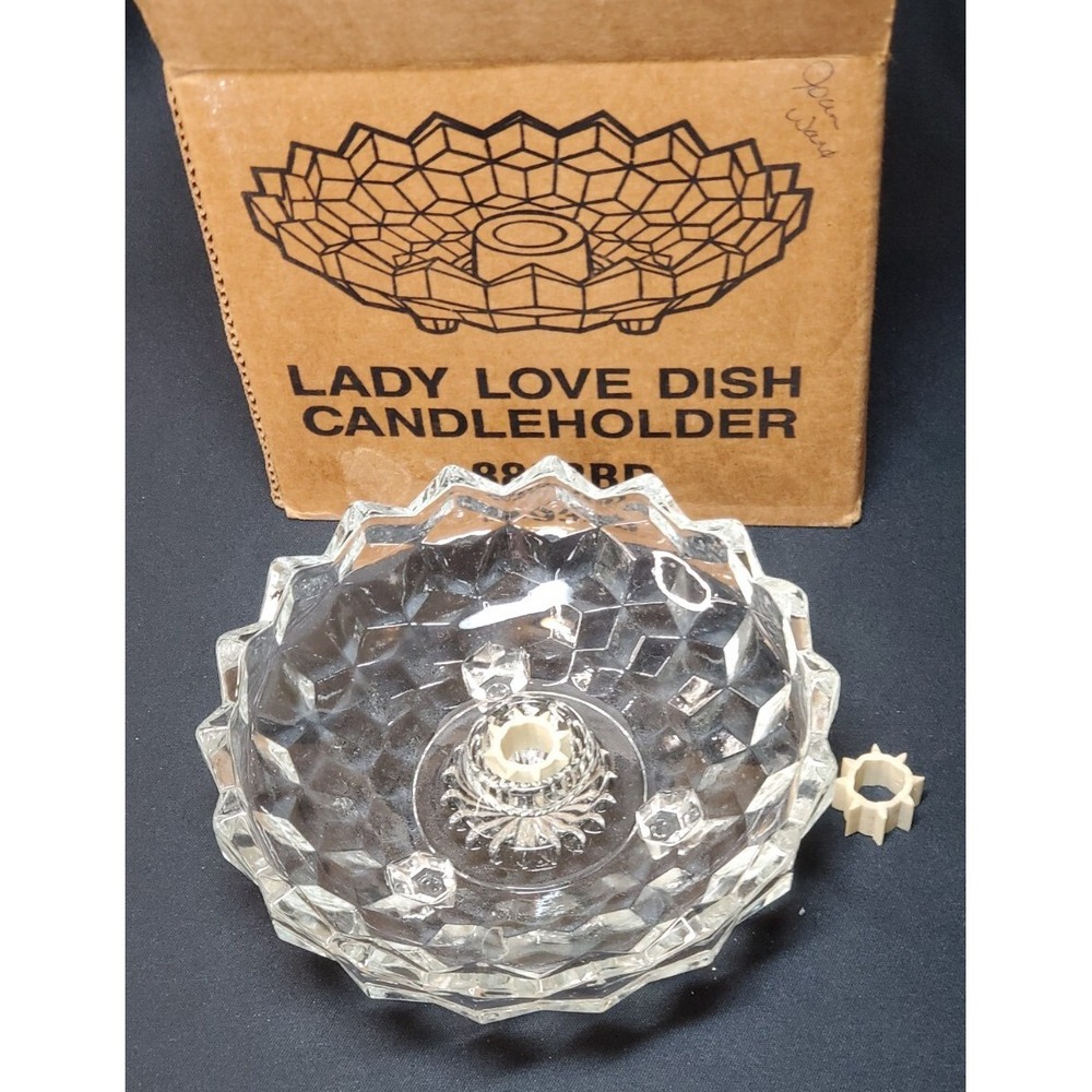 Colony Glass Whitehall Footed Candlestick Holder DripBowl EUC Original Box Decor